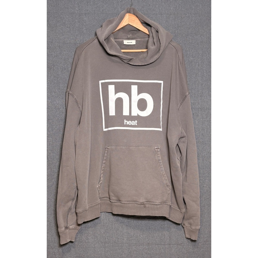 Elwood Mens Organic Cotton HB Heat Graphic Hoodie Charcoal Grey Oversized XL